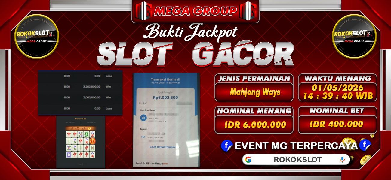 Bukti JP situs Rokokslot hari Jumat, 01 Mei 2026