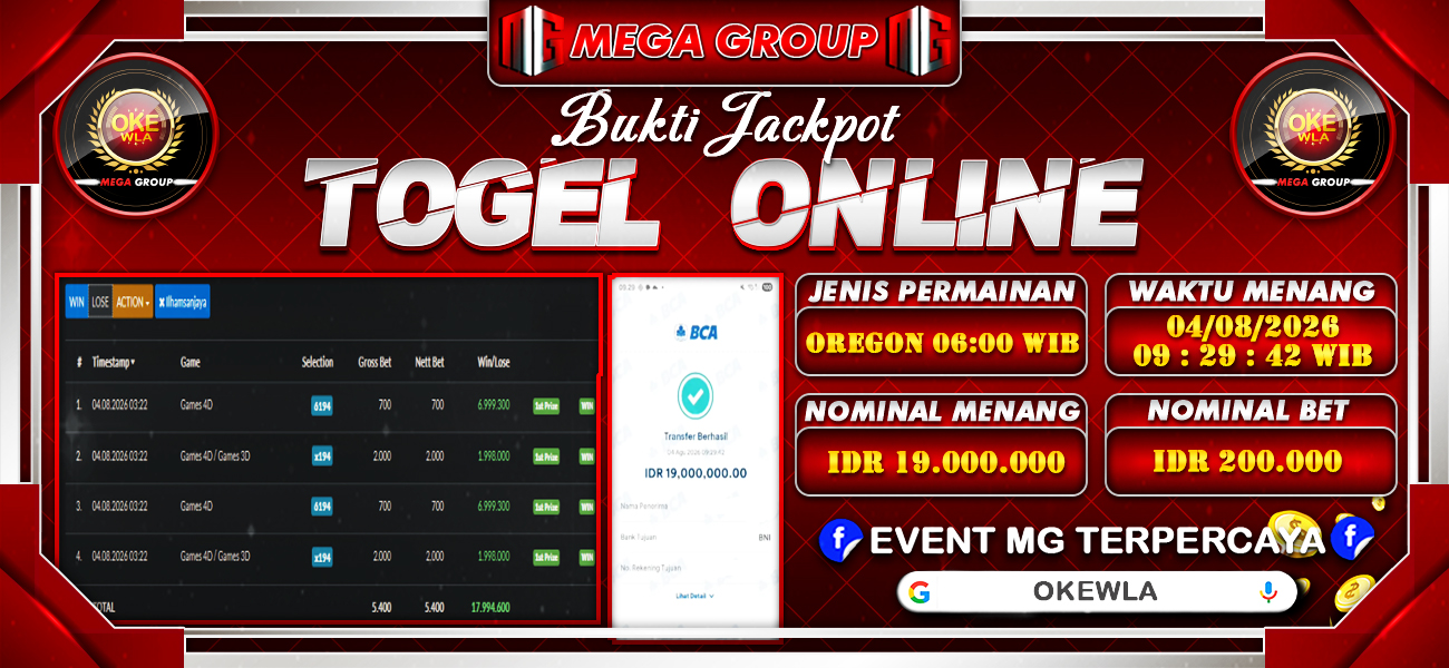 Bukti JP situs Okewla hari Selasa, 04 Agustus 2026