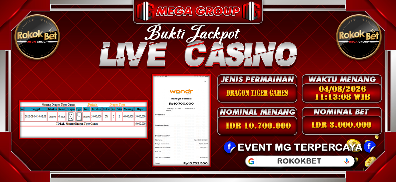 Bukti JP situs Rokokbet hari Selasa, 04 Agustus 2026