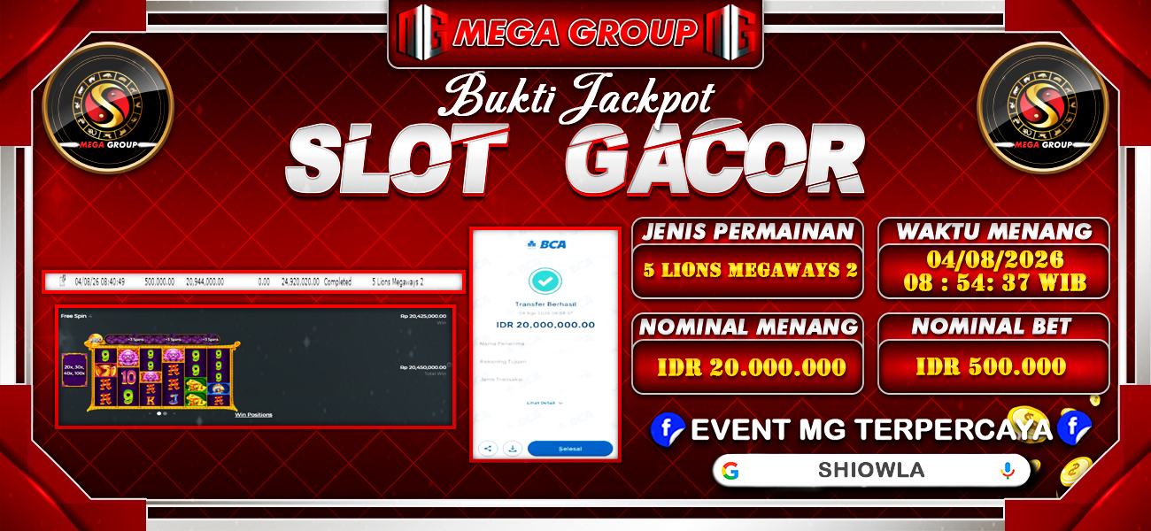 Bukti JP situs Shiowla hari Selasa, 04 Agustus 2026