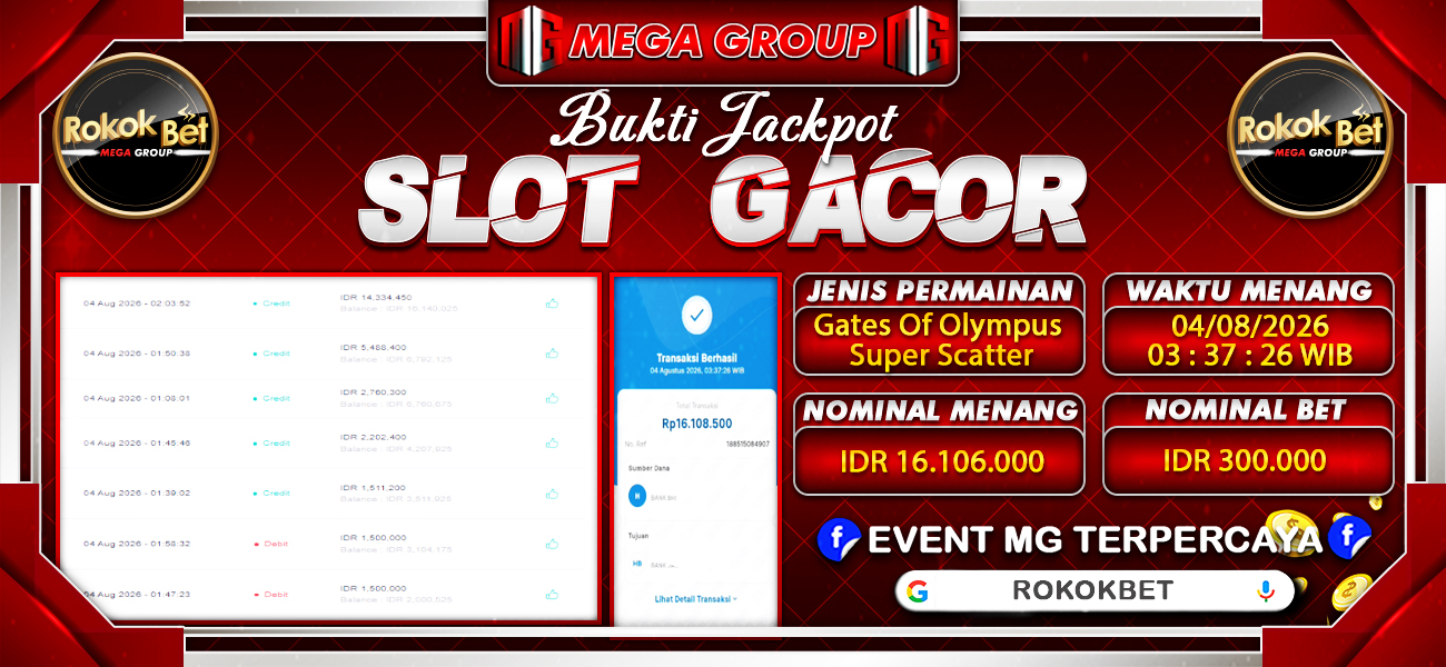 Bukti JP situs Rokokbet hari Selasa, 04 Agustus 2026