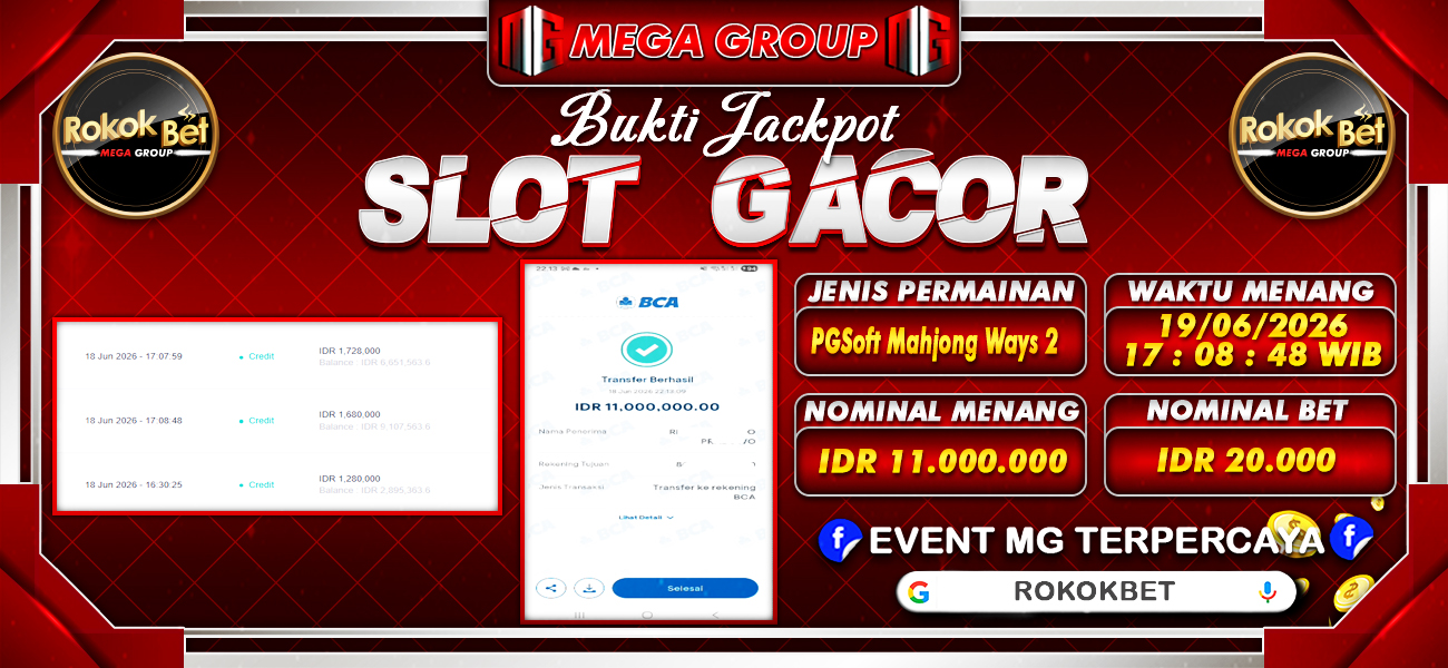 Bukti JP situs Rokokbet hari Jumat, 19 Juni 2026