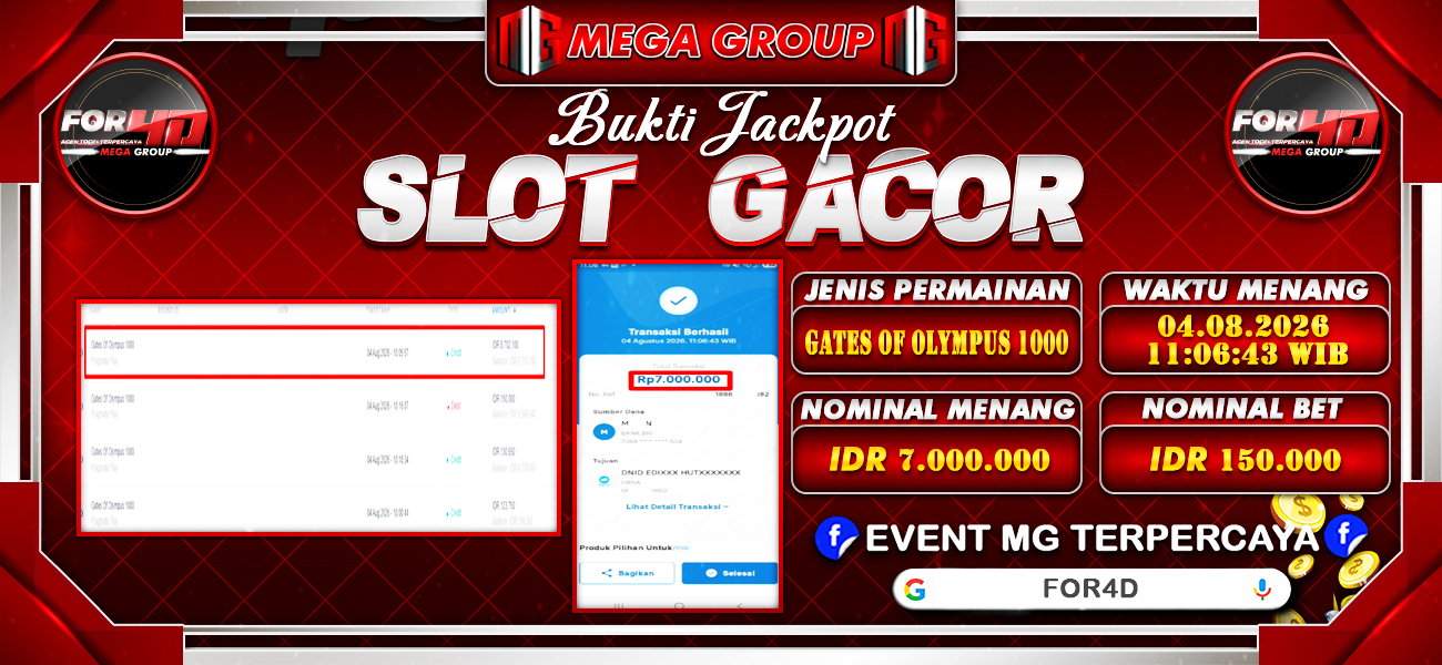 Bukti JP situs For4D hari Selasa, 04 Agustus 2026