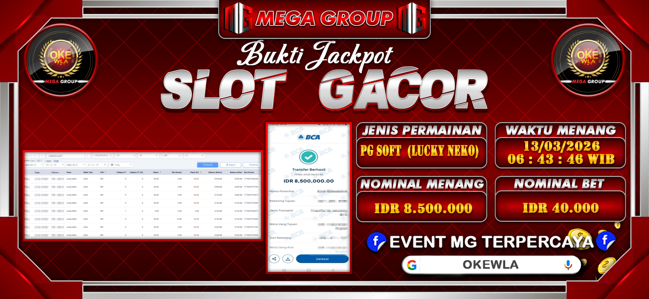 Bukti JP situs Okewla hari Jumat, 13 Maret 2026