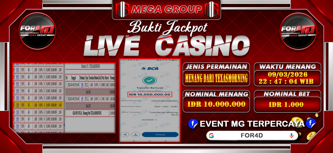 Bukti JP situs For4D hari Selasa, 10 Maret 2026