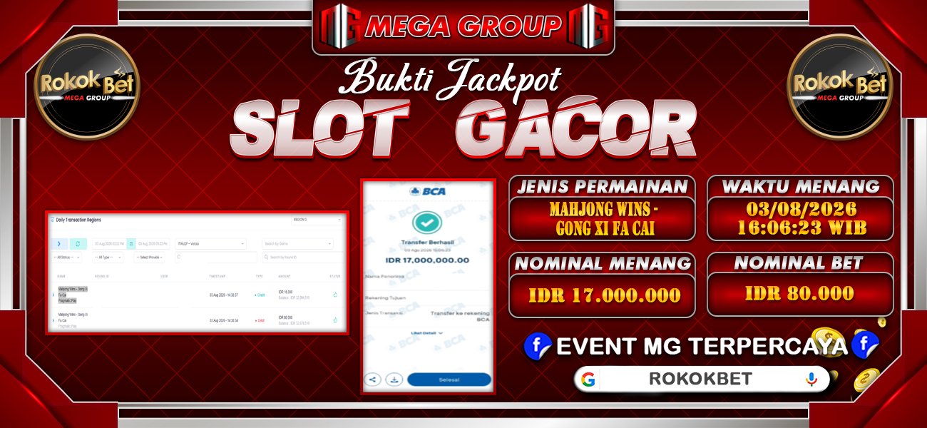 Bukti JP situs Rokokbet hari Senin, 03 Agustus 2026